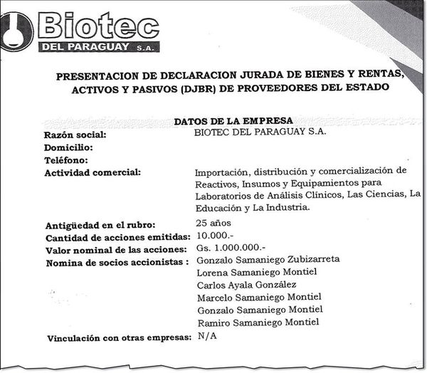 Viceministro está ligado a empresa que entregó insumos contaminados - Nacionales - ABC Color