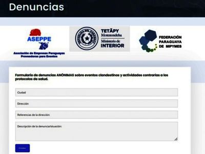 Habilitan página web  para denunciar los eventos clandestinos