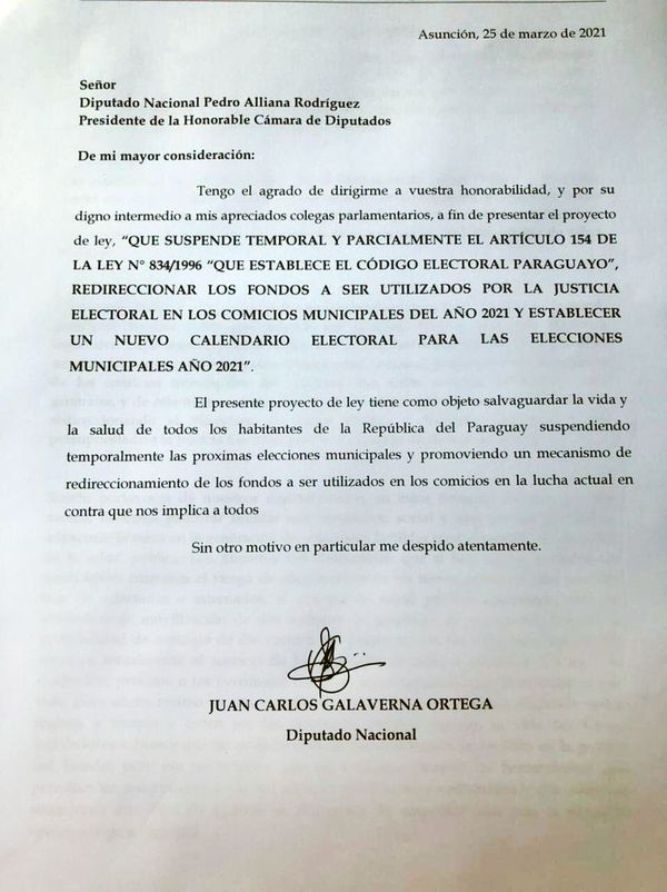 Últiman proyecto para postergar elecciones - Nacionales - ABC Color
