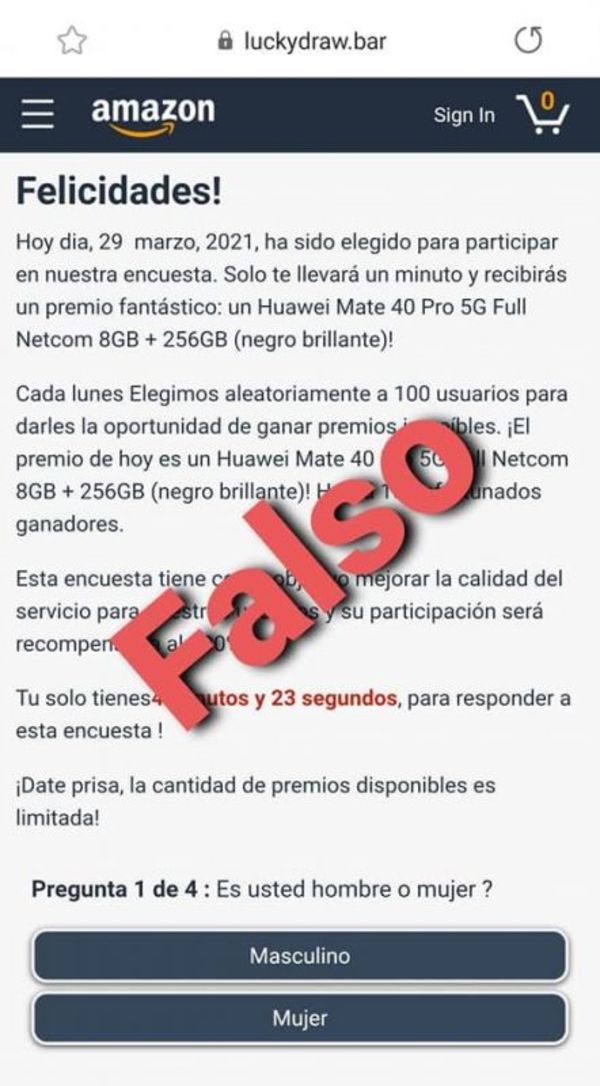 Fiscalía advierte sobre modalidad de ''Phishing'', de supuesta cuenta que regala por aniversario