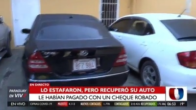 Recuperan vehículo comprado con cheque robado