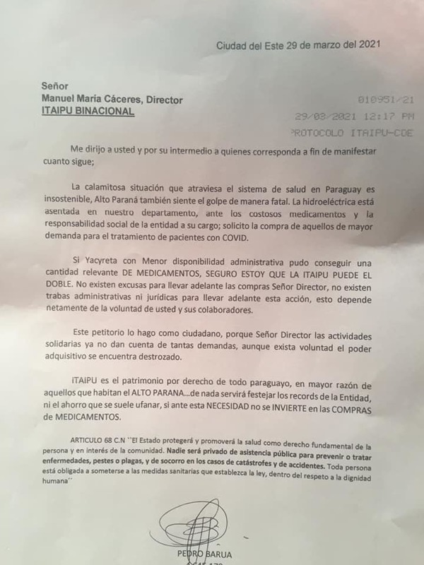 Piden que Itaipu compre medicamentos para pacientes con covid - La Clave