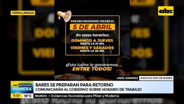 Bares comunican decisión unilateral de abrir hasta la 01:00 y las 03:00  - Nacionales - ABC Color