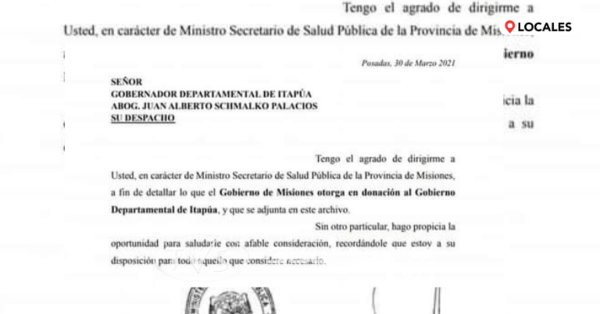ITAPÚA RECIBIÓ MEDICAMENTOS E INSUMOS DE MISIONES, ARGENTINA