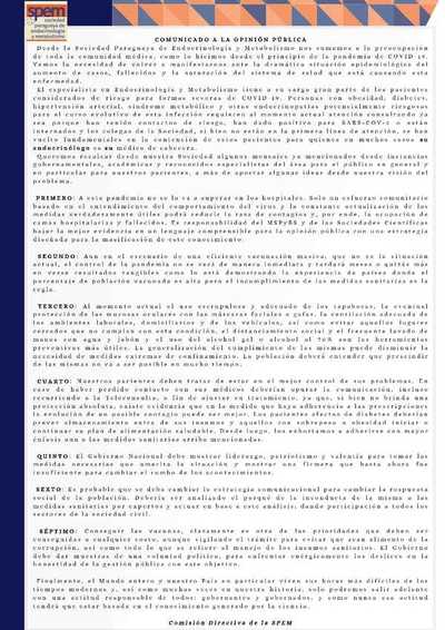 Endocrinólogos aseguran que las vacunas no serán suficientes si no se cumplen medidas sanitarias básicas