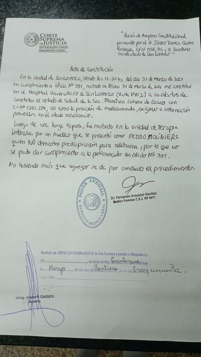 Medida cautelar para garantizar permanencia de paciente en UTI - Nacionales - ABC Color