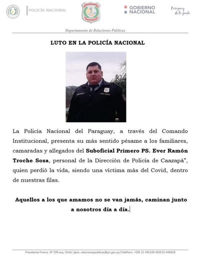 Fallece otro policía por coronavirus