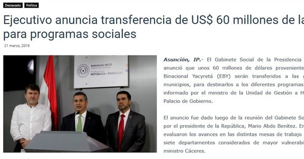 La Nación / Yacyretá proveyó menos de la mitad de información sobre gastos sociales