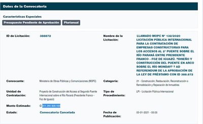 MOPC tuvo que cancelar una licitación de US$ 50 millones para “revisar” proyecto - Nacionales - ABC Color