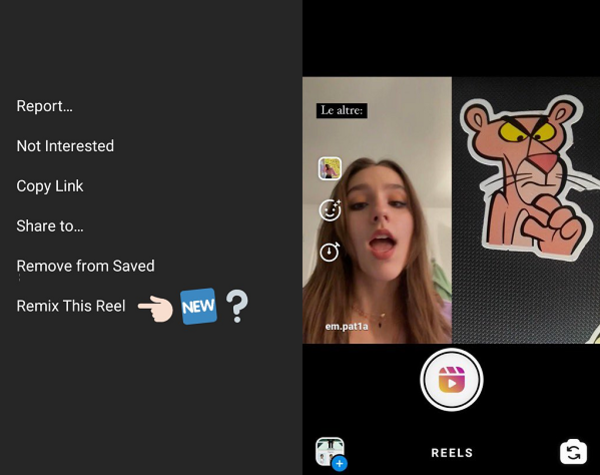 Instagram lanzó Remix en Reels, una nueva función que combina y mezcla videos