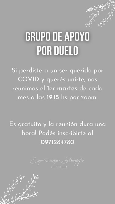 Grupo de apoyo por duelo a familiares de fallecidos por Covid