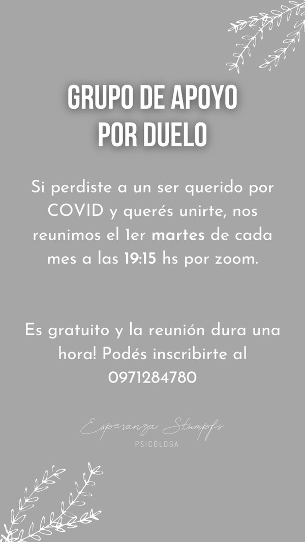 Grupo de apoyo por duelo a familiares de fallecidos por Covid