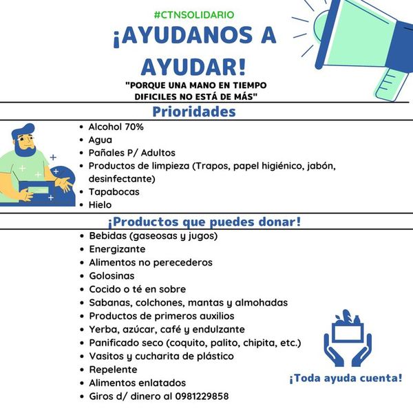 Estudiantes del CTN realizan colecta para ayudar a internados, familiares y personal de blanco de IPS-Ingavi - Nacionales - ABC Color