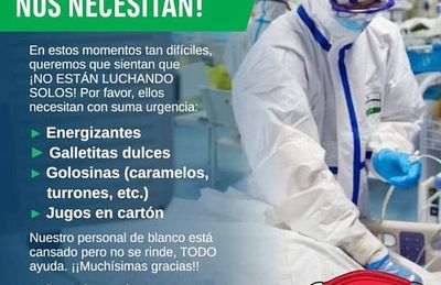 Piden ayudar a personal de blanco y enfermos de coronavirus - Nacionales - ABC Color