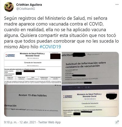 Denuncia registro “mau” de su madre entre supuestas vacunadas  - Nacionales - ABC Color
