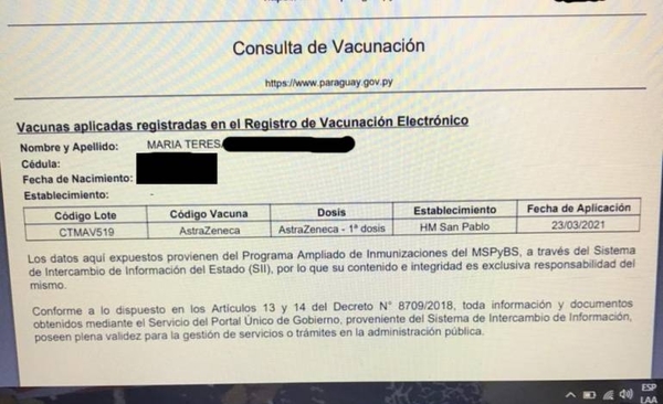 Diario HOY | Denuncia que su madre figura como vacunada, pero ni siquiera la inscribió