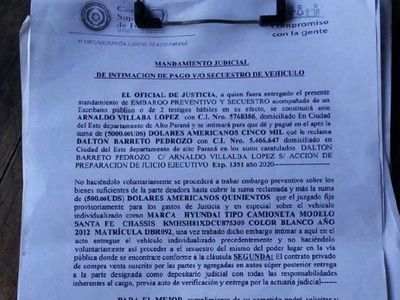 Caaguazú: Usan documentos falsos para secuestrar vehículos