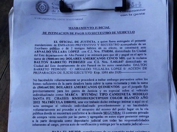Caaguazú: Usan documentos falsos para secuestrar vehículos