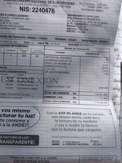 Usuarios de Caraguatay dicen que no pagarán a la ANDE debido a nuevas sobrefacturaciones - Nacionales - ABC Color