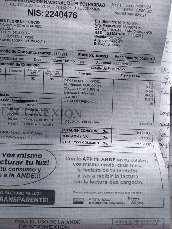 Usuarios de Caraguatay dicen que no pagarán a la ANDE debido a nuevas sobrefacturaciones - Nacionales - ABC Color