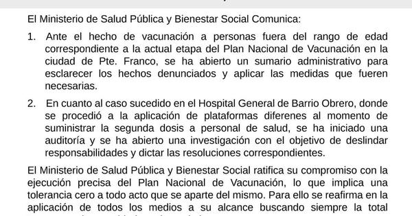 Ante irregularidades en vacunación, Salud anuncia que abrirá sumarios e investigaciones