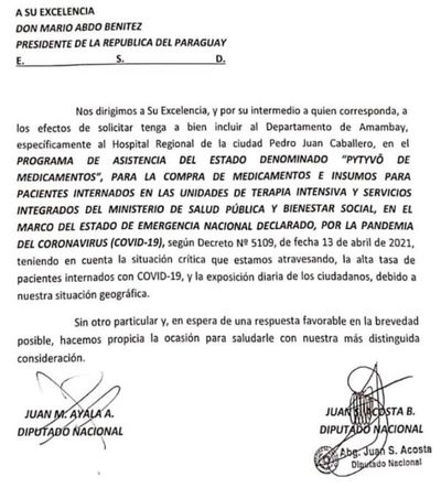 Diputados solicitan incluir al Hospital Regional en el programa `Pytyvõ Medicamentos´