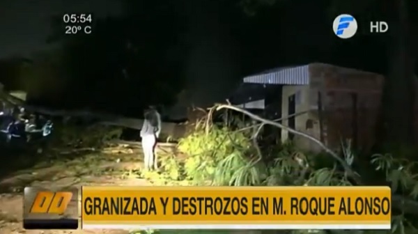 Fuerte granizada y tormenta ocasiona destrozos en Roque Alonso