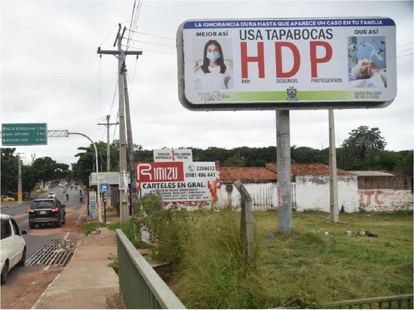 "Usá tapabocas HDP", el cartel que colocaron en Villa Elisa