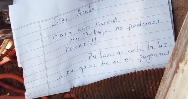 La Nación / Singular pedido a la ANDE: “Casa con COVID-19, sin trabajo no podemos pagar, por favor no corte”