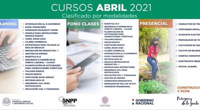 SNPP LANZÓ MÁS DE 800 CURSOS PARA JÓVENES Y ADULTOS PARA PROMOVER EL EMPLEO
