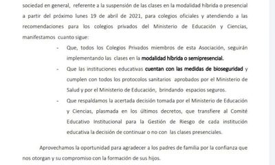 AIEPAP seguirá con clases híbridas