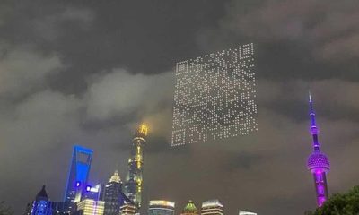 China promociona un videojuego con un código QR hecho por 1.500 drones