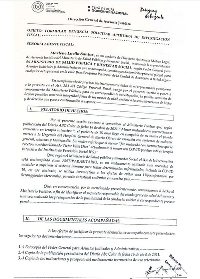 Salud denuncia penalmente la medicación de un menor con ivermectina - El Trueno