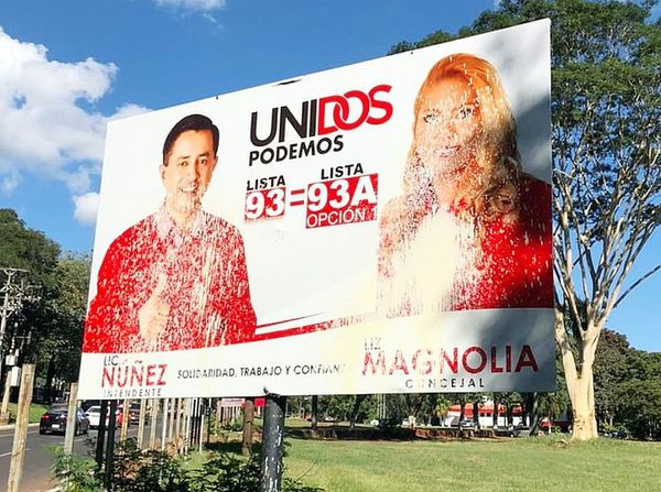Cortan y pintan carteles políticos extemporáneos - Nacionales - ABC Color