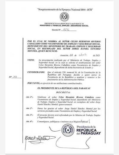 Celso Herminio Riveros es el nuevo viceministro de Empleo | .::Agencia IP::.
