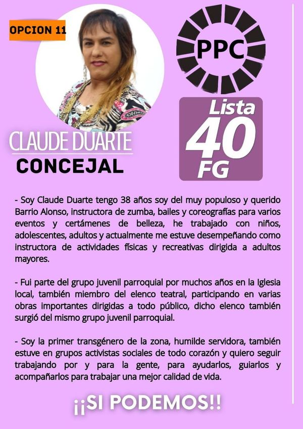Candidata transexual puja por un lugar en la Junta Municipal de Villa Hayes - Nacionales - ABC Color