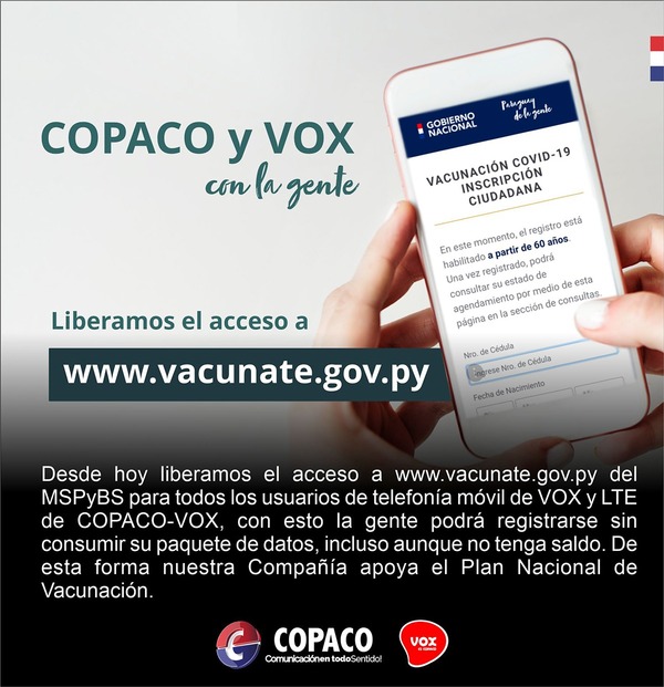 Copaco libera acceso a portal de registro para vacunación anticovid
