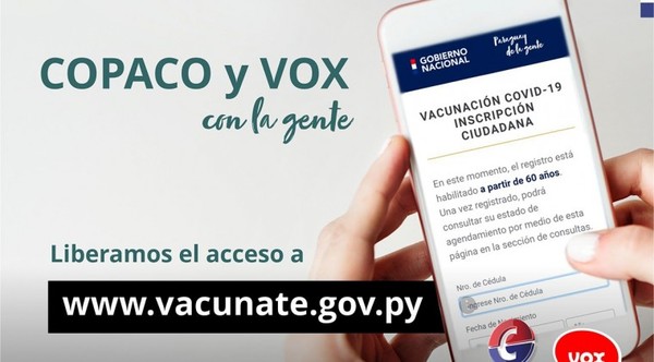 Vacunación anticovid: Copaco libera internet para acceder a la página web