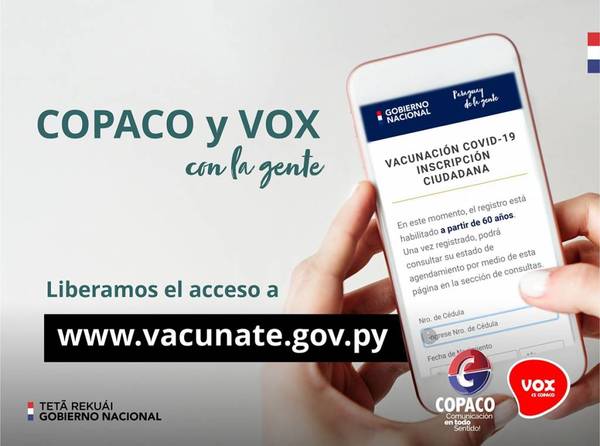 Vacunación anticovid: Copaco libera internet para acceder a la página web