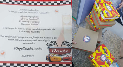 FESTEJO SU CUMPLEAÑITOS CON TORTA Y SORPRESITAS PARA LOS MÉDICOS DEL HOSPITAL RESPIRATORIO