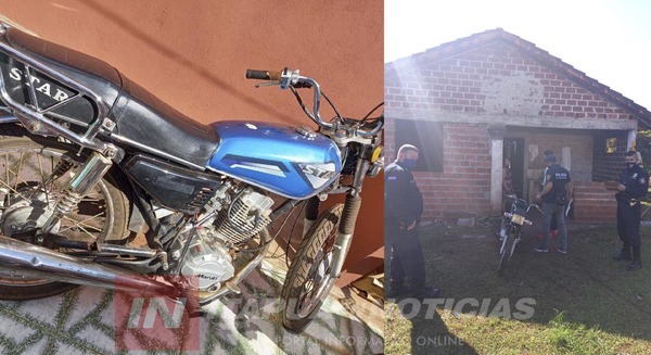 RECUPERAN PARTES DE UNA MOTOCICLETA HURTADA EN ALLANAMIENTO.