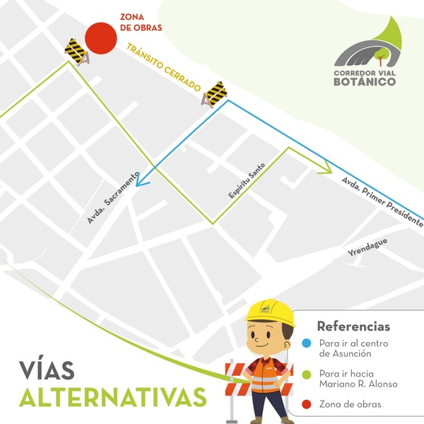 Desde este lunes dispondrán alternativas por asfaltado en rotonda de Primer Presidente y Artigas | .::Agencia IP::.