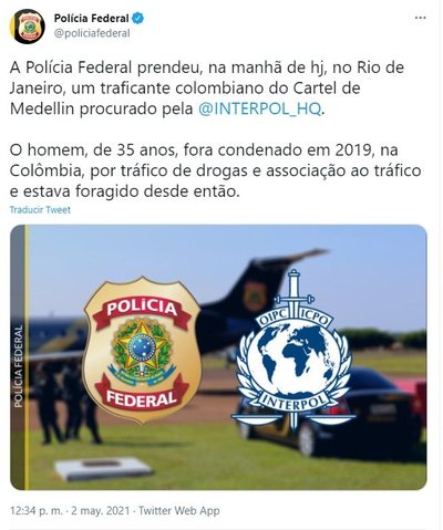 Policía brasileña detiene miembro de Cartel de Medellín buscado por Interpol - Mundo - ABC Color