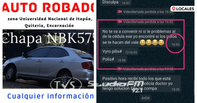 DOCTOR SUFRIÓ EXTORSIÓN TRAS HURTO DE SU AUTÓMOVIL