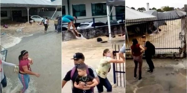 Fuertes lluvias desbordan río en Manaos y destruye albergue de migrantes venezolanos (Video)