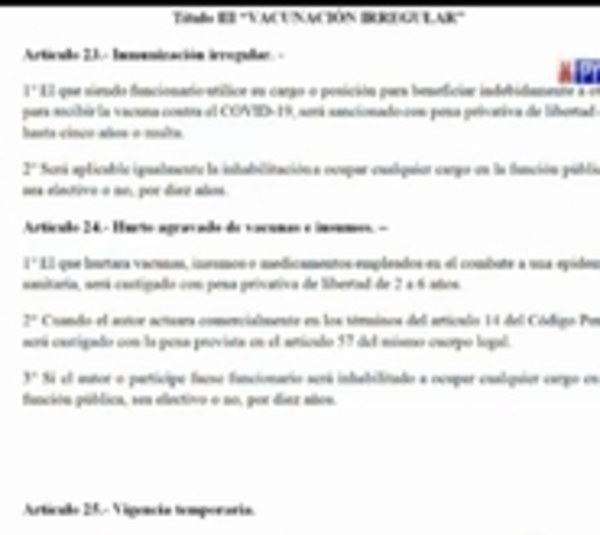 Presentarán proyecto de Ley que prevé sanciones por vacunación vip - Paraguay.com
