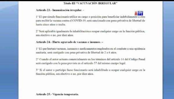 Covid: Presentarán proyecto de Ley que prevé sanciones para vacunaciones vip | Noticias Paraguay