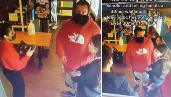 ¡No lo reconoció! La reacción de Adam Sandler al video viral de una mesera