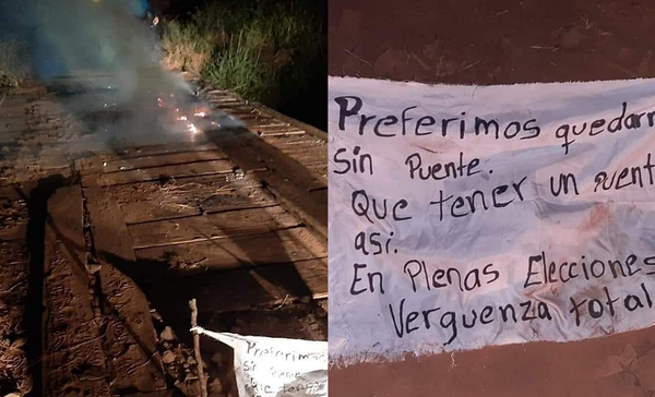 Vándalos queman un puente en Alto Verá - Noticiero Paraguay