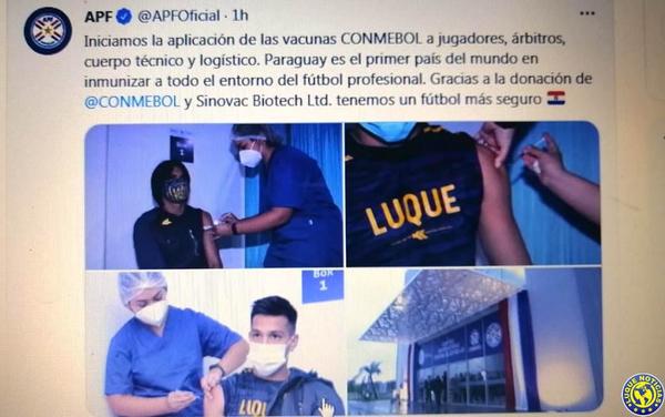 Futbolistas de Luqueño, los primeros vacunados contra el Covid-19 a nivel mundial •